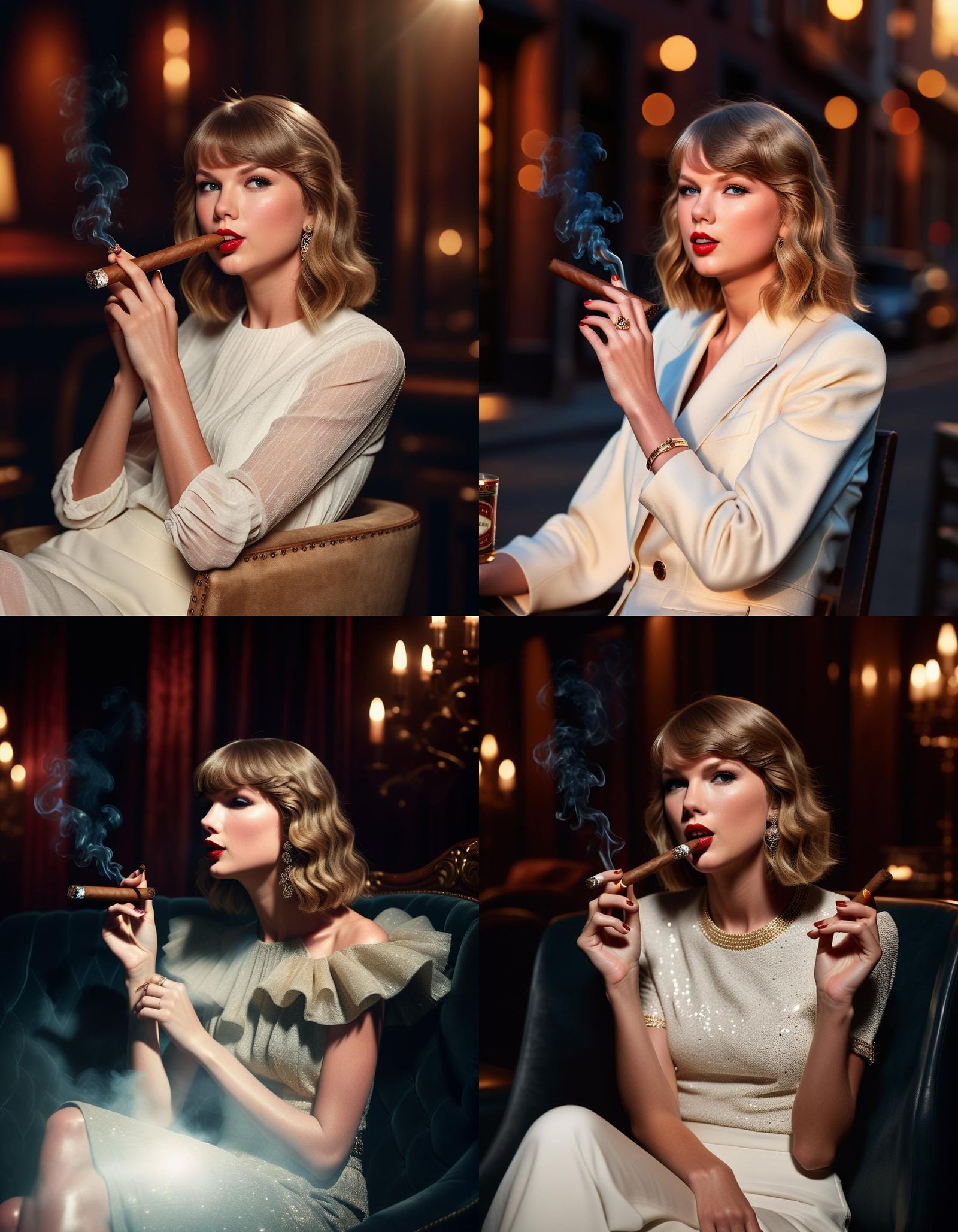 Taylor Swift Smoking Cigar: Ultra Realistic Photo
