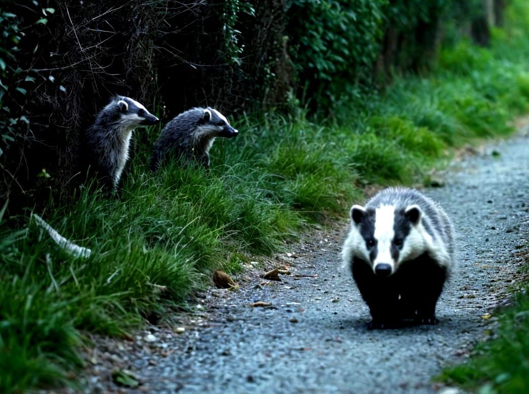 Badger's Country Walk Observed by Hedgehogs