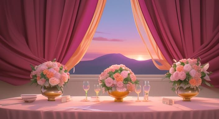 Romantic Valentine's Day Scene in Beautiful, Vibrant Colors