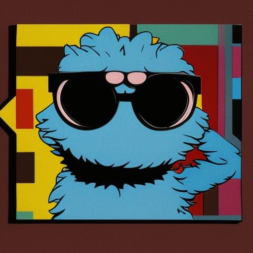 Cookie Monster in Sunglasses: A Pop Art Portrait