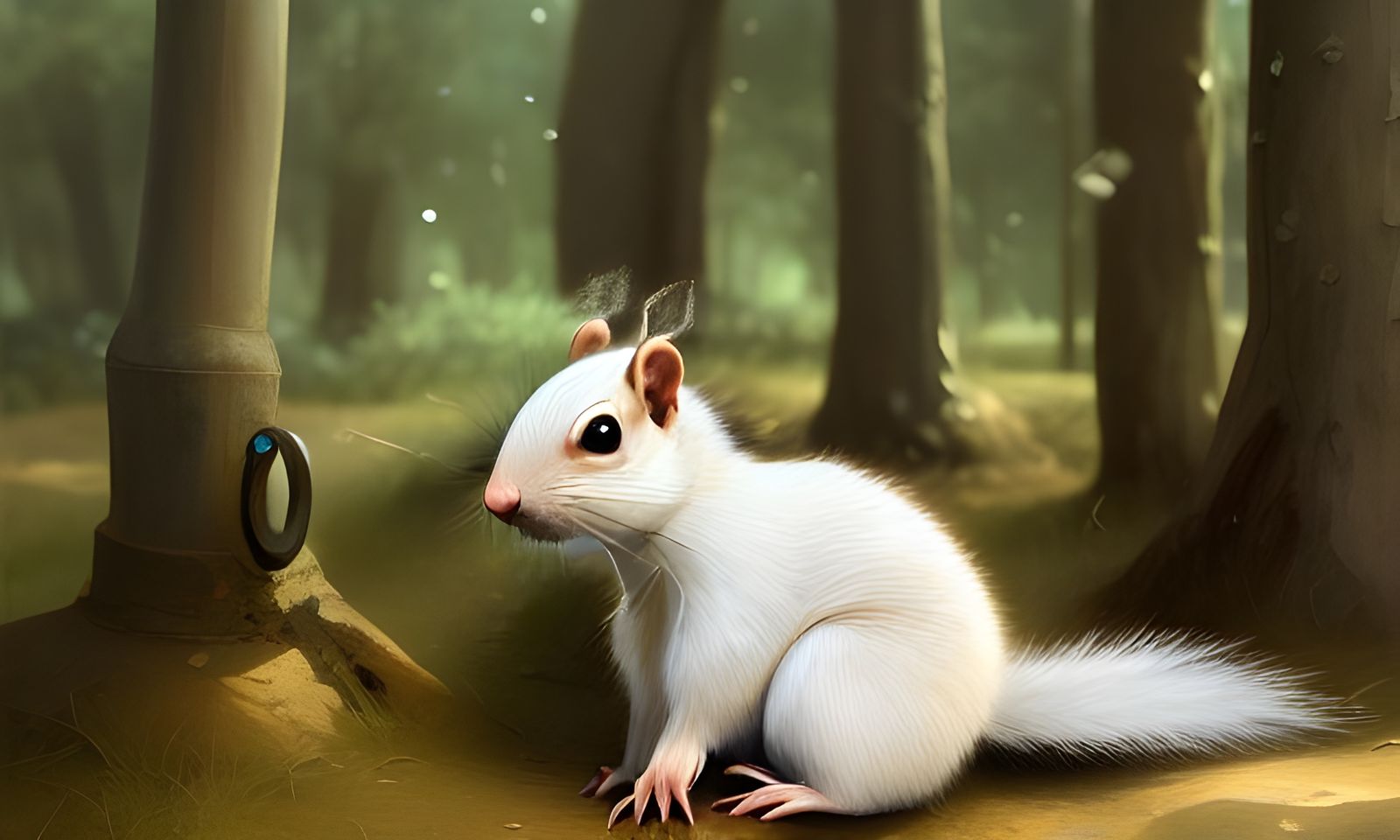 Pixar Portrait of a Cute White Squirrel
