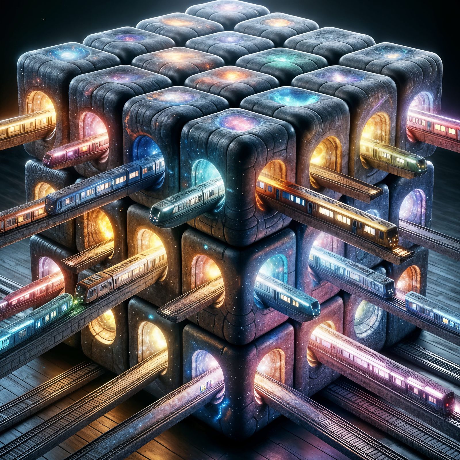 Multiverse Central Station in Vibrant Cosmic Style