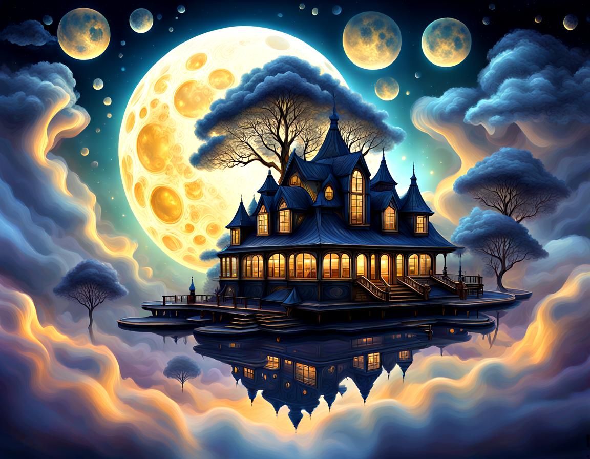 Mystical Fractal Creature in Luminous Skyscape