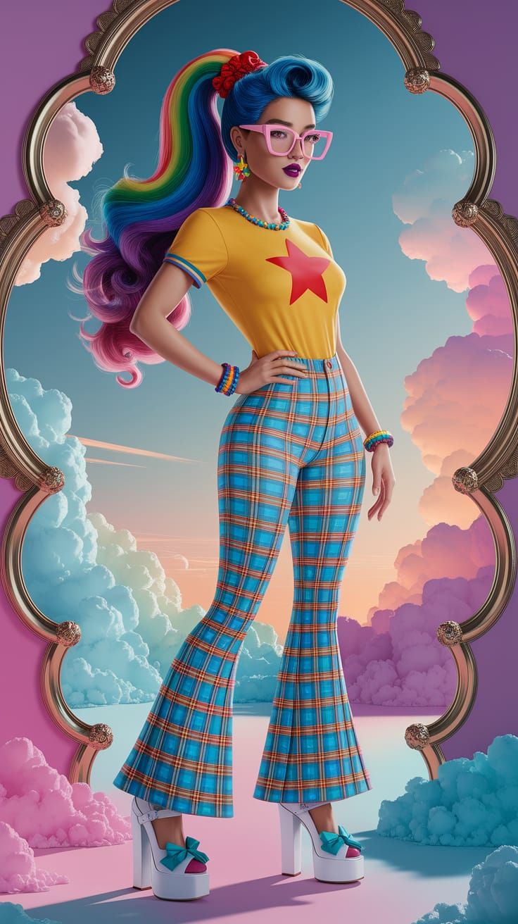 Goddess of 90s Coolness in Vibrant Portrait