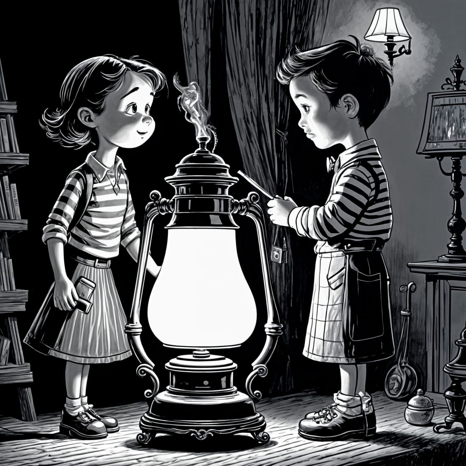 Noir Style Lamp Illustration