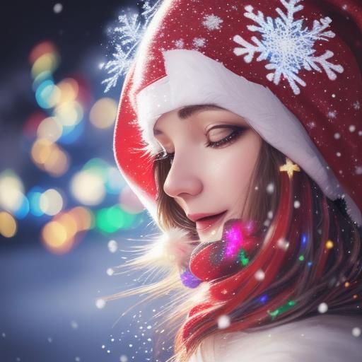 Abstract Christmas Lights with Bokeh in Splash Art Style