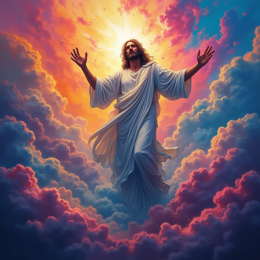Jesus in a Radiant, Swirling Heaven