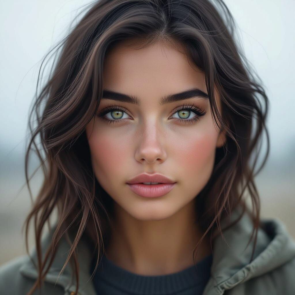 Hyper-Realistic Portrait of a Young Woman with Detailed Eyes