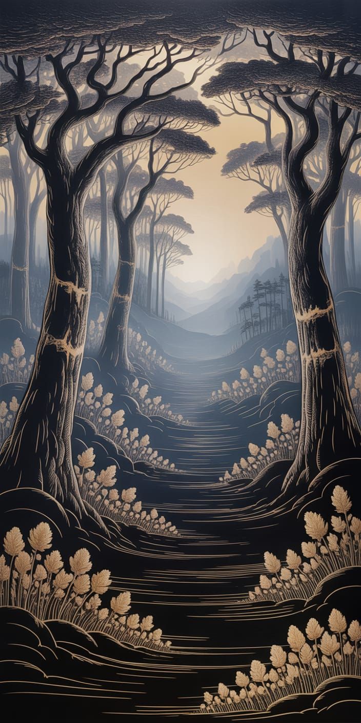 Foggy White Space Forest