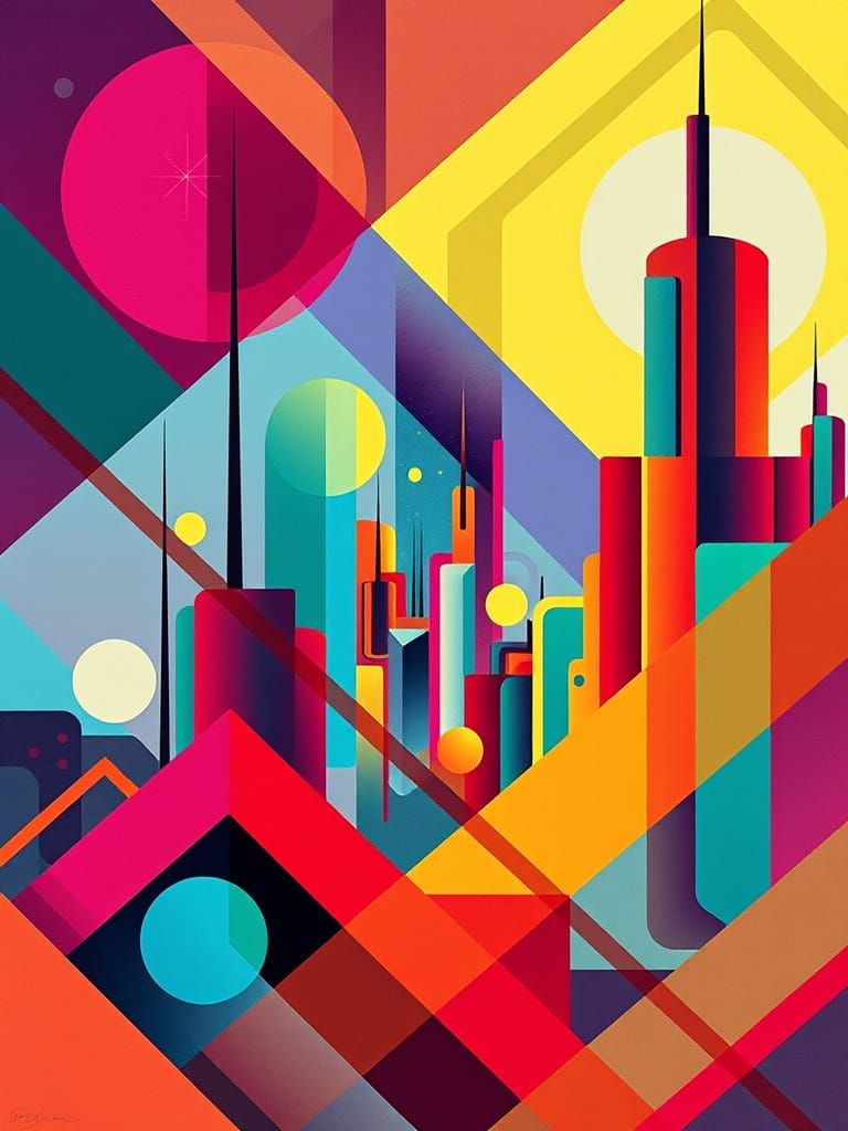 Cosmic Geometric Cityscape
