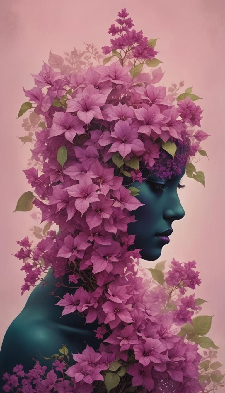 Bougainvillea in Purple: A Fractal Art Piece