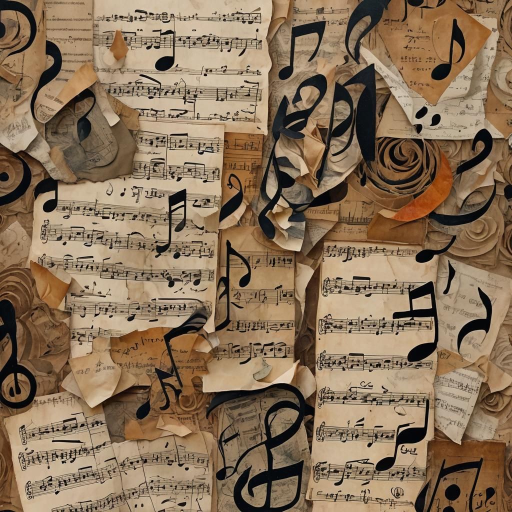 Vintage Mixed Media Collage with Foreign Script