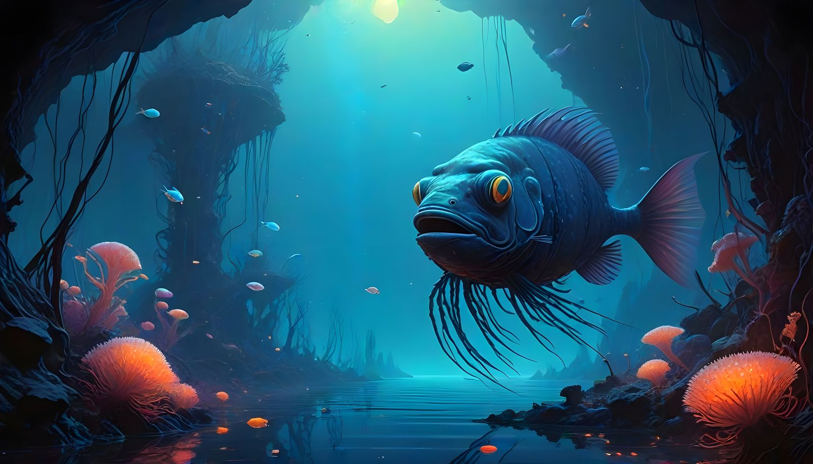 Vibrant Abyssal Scene in Ethereal Colors