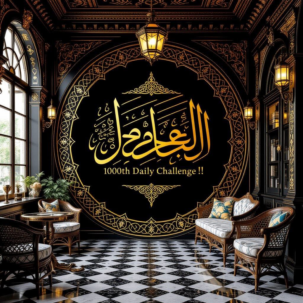 Arabic calligraphy artwork «NightCafé, 1000th daily challeng...
