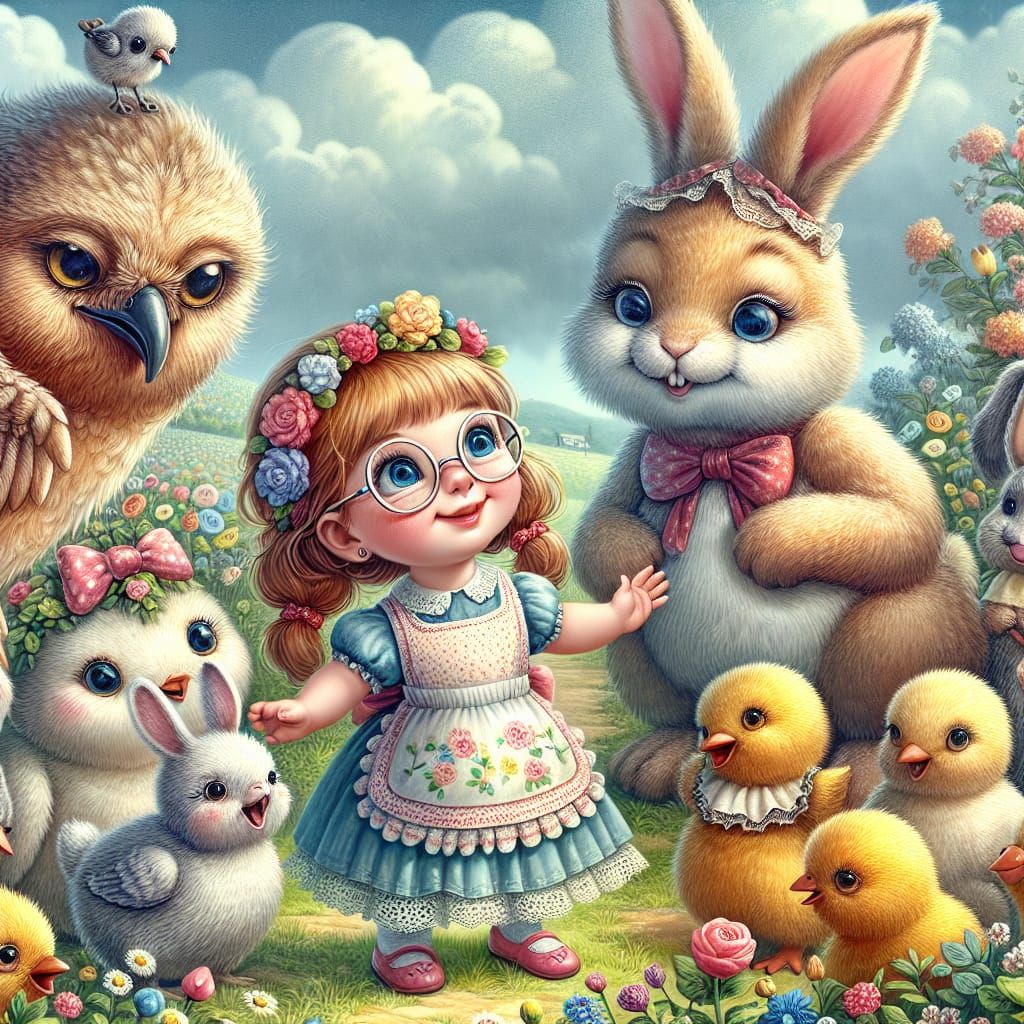Whimsical Wonderland Friends in Vibrant Spring Scene