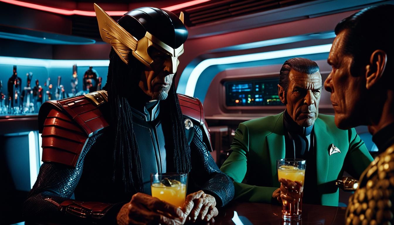 Spock and Predator Share Drinks on the Enterprise
