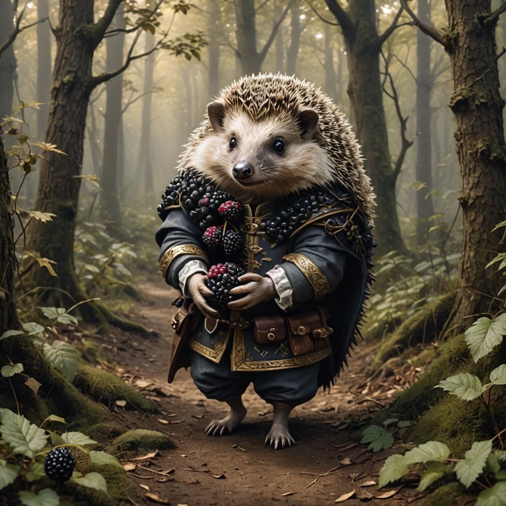 Brave Hedgehog's Journey: Medieval Style Epic Portrait