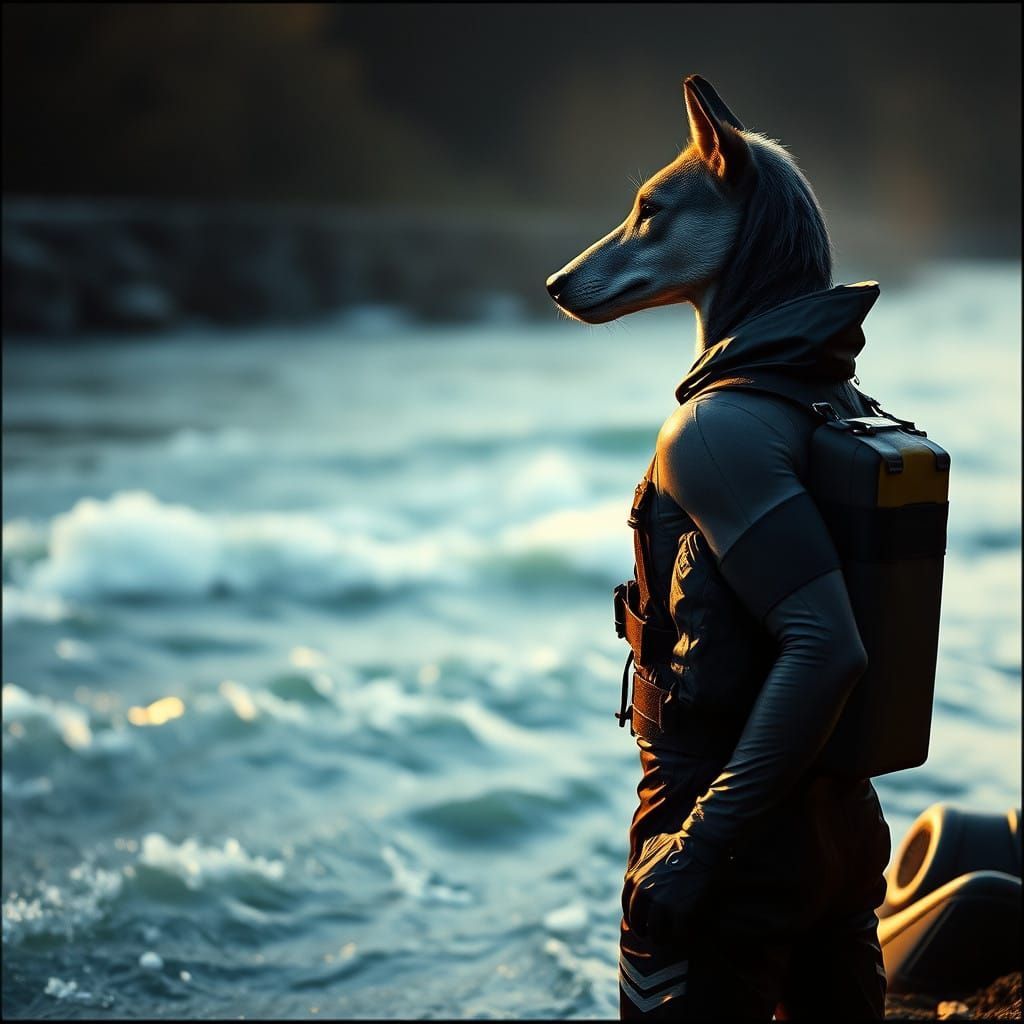 Heroic Kelpie Rescue Figure in Cinematic Film Lighting