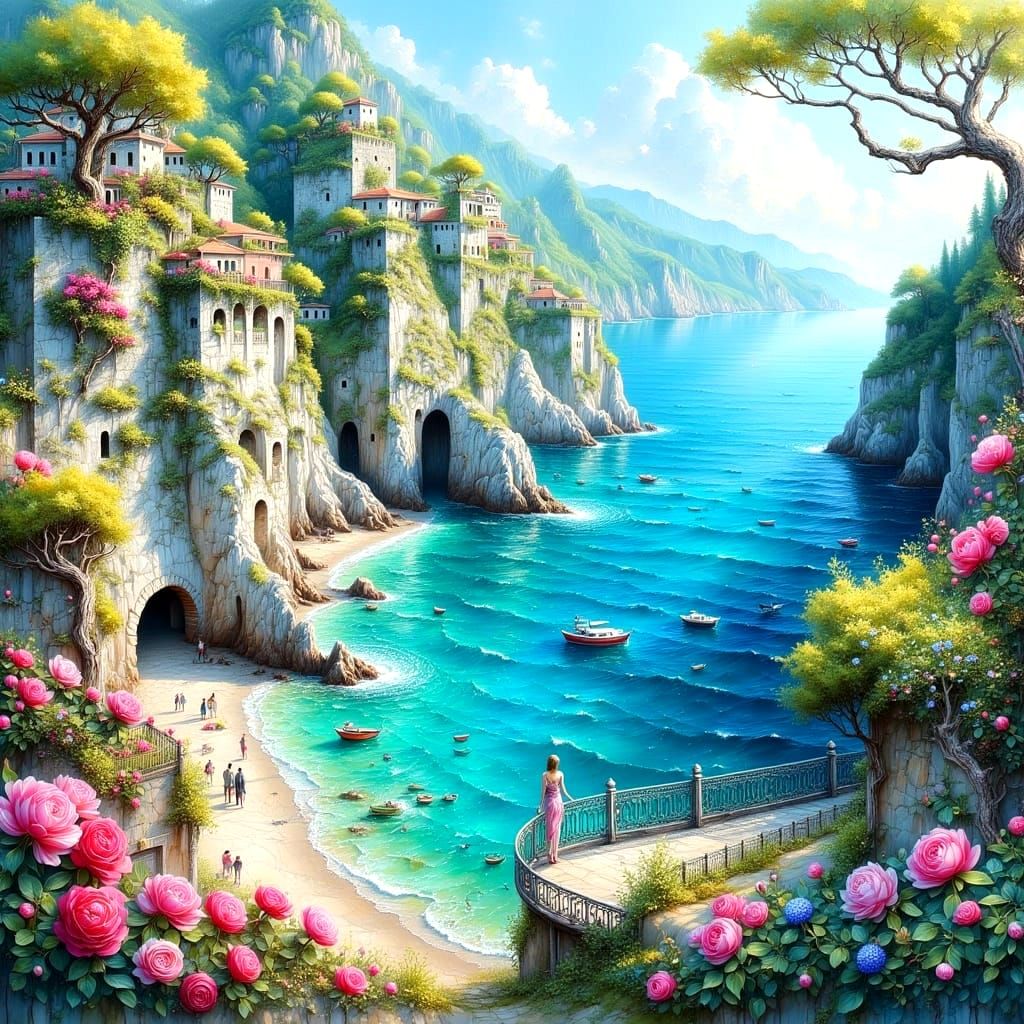 Ethereal Capri Island Seascape in Vibrant Colors