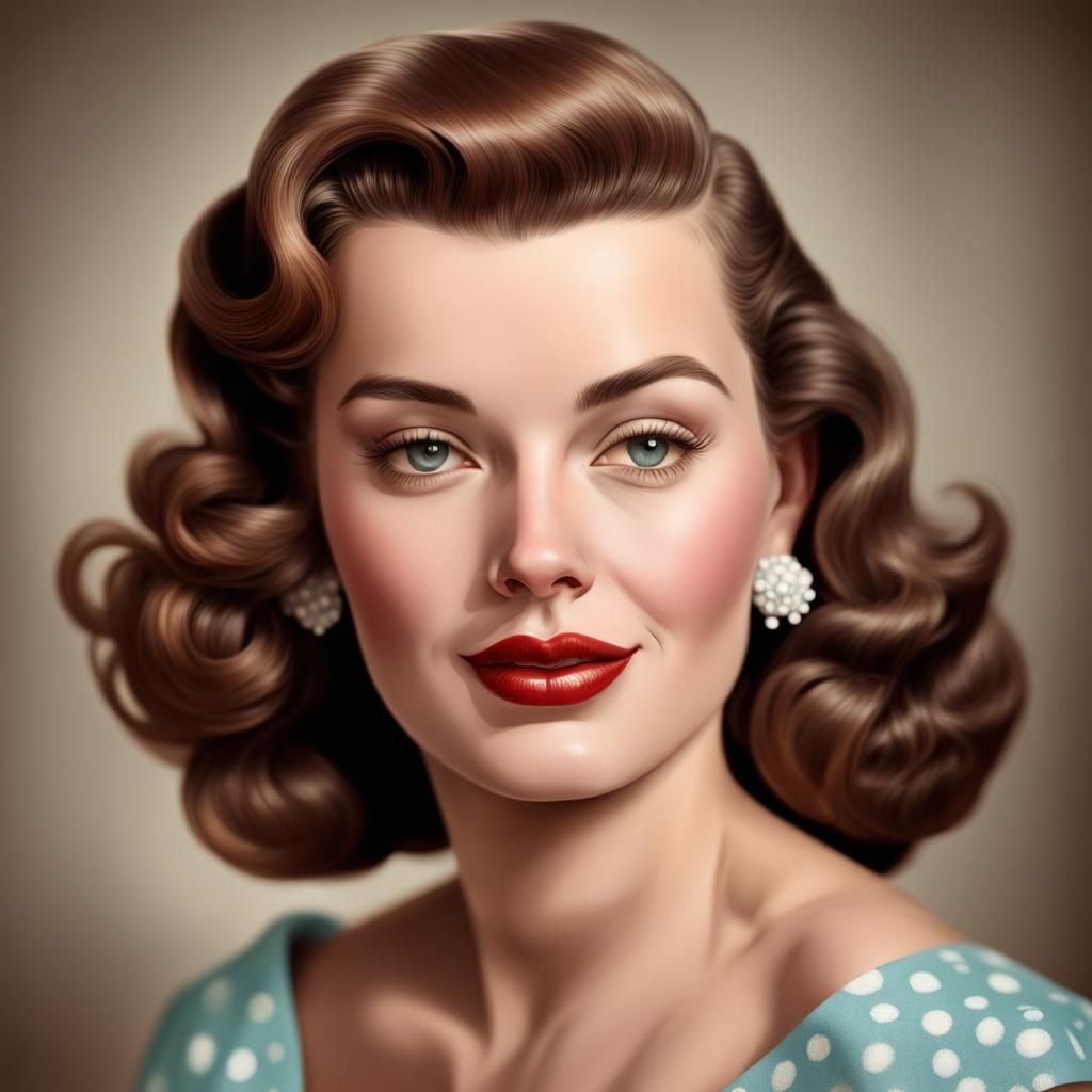 1950s American Woman Portrait, Realistic Style