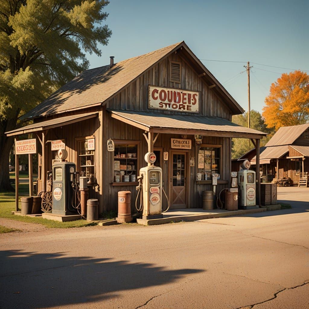 Rustic Country Store in American Folk Art Style