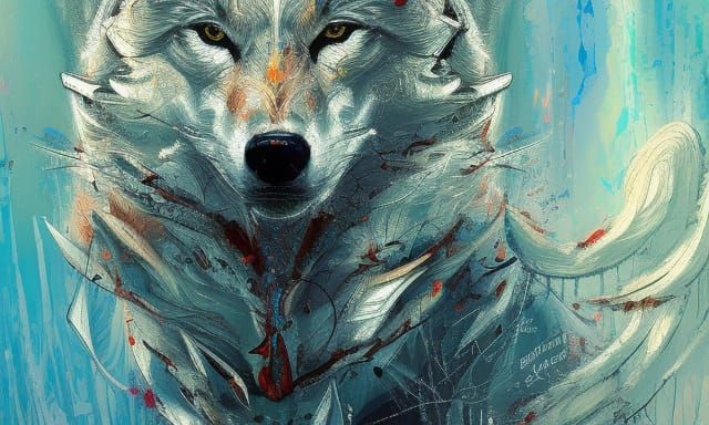 White Wolf in Detailed Vivid Landscape