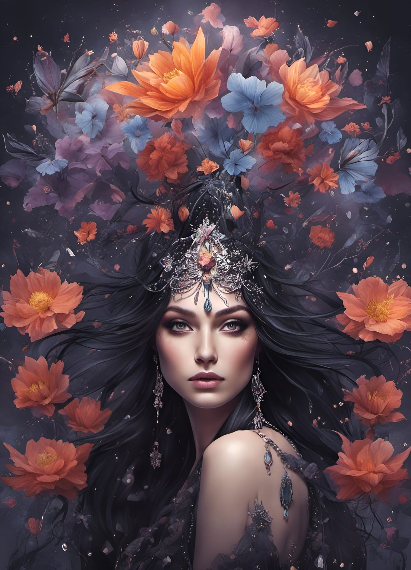 Ghost Goth Queen Dripping Flowers and Gems