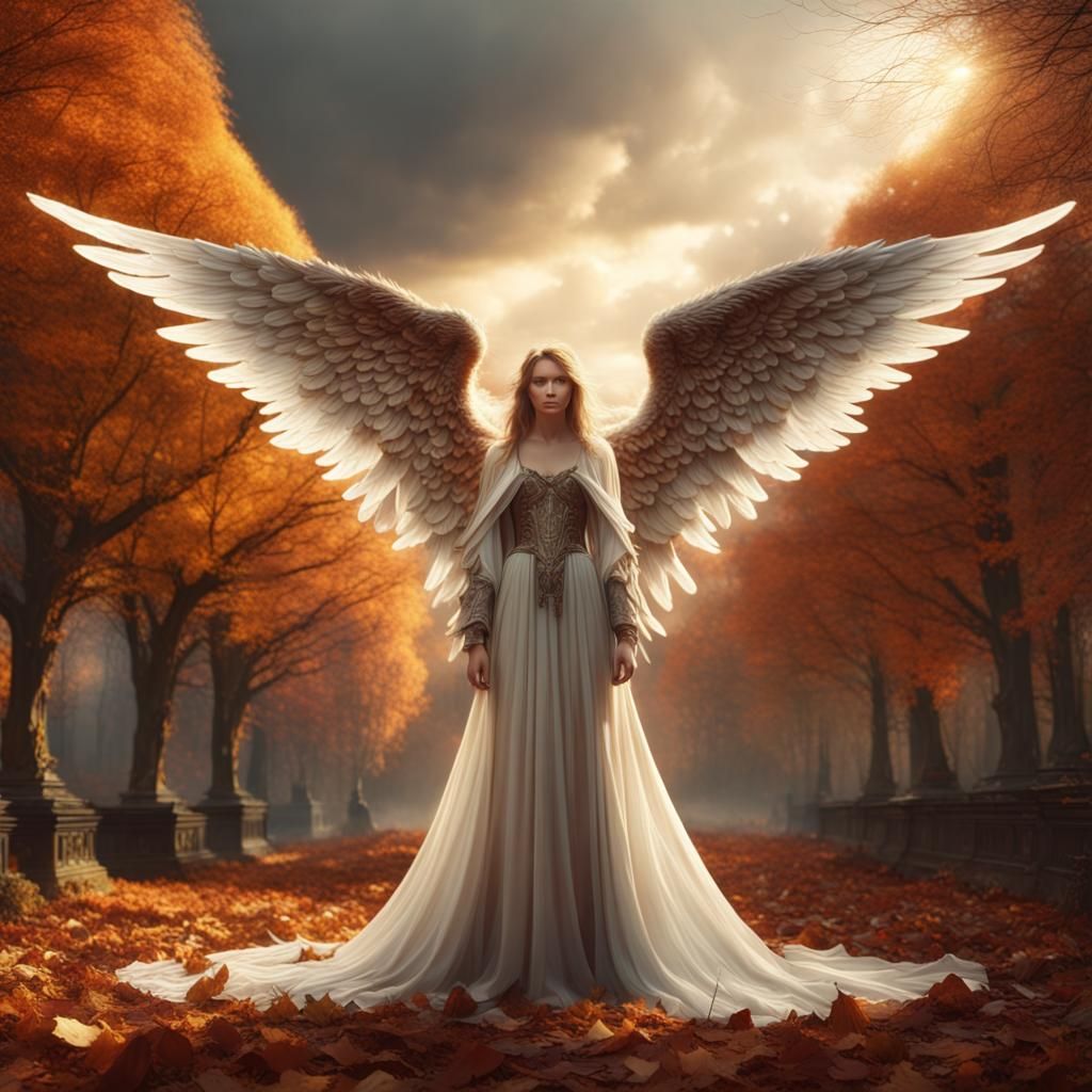 Epic Autumn Angel Digital Matte Painting
