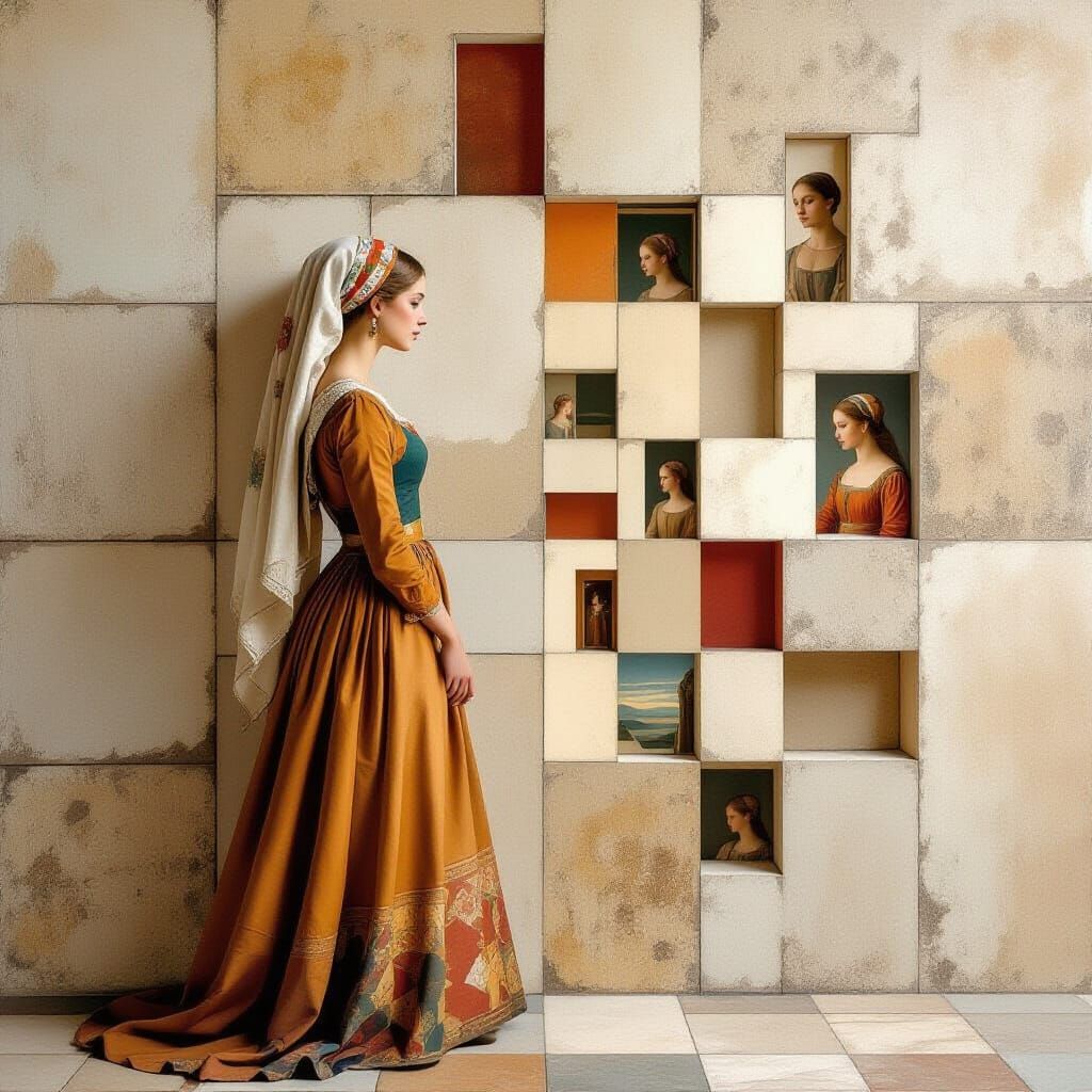 Droste Effect: Girl by Geometric Doors, Earth Tones