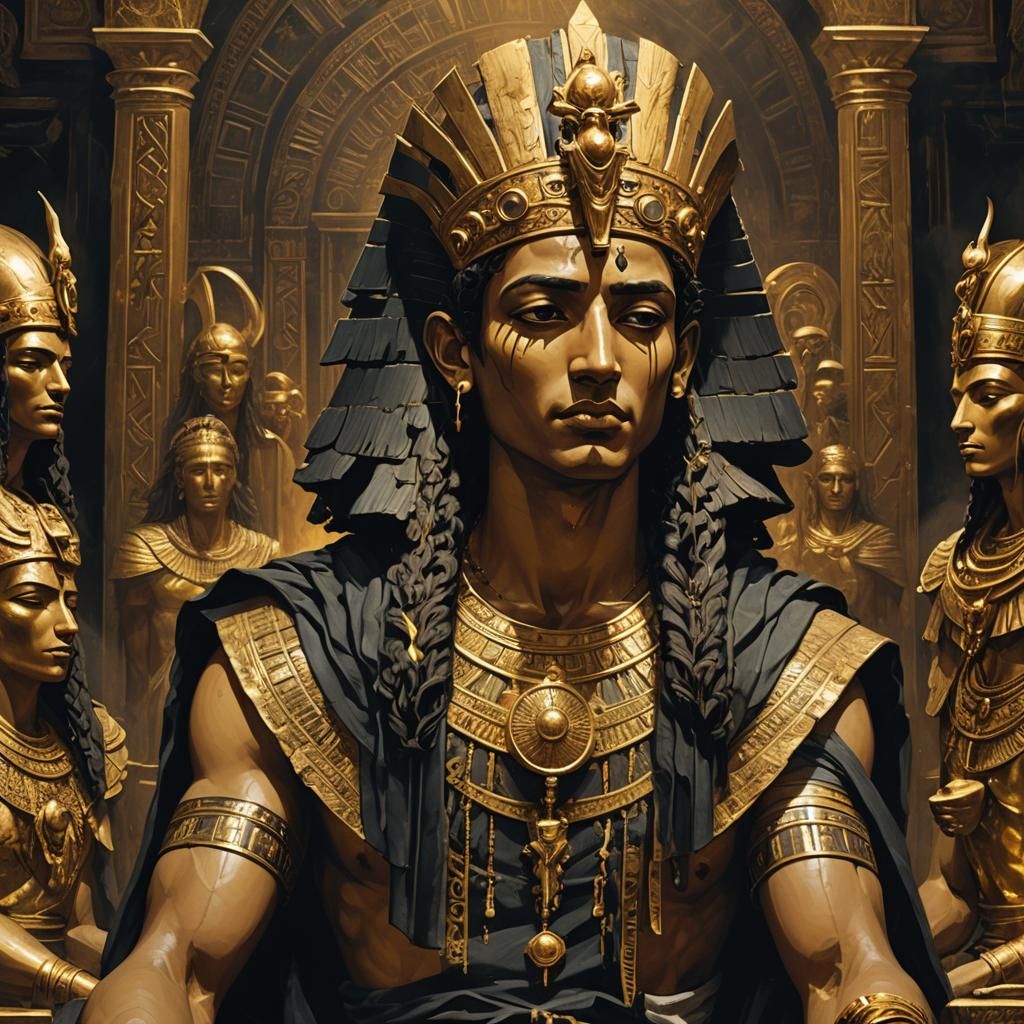 Pharaoh's Coronation in Dark Fantasy Style