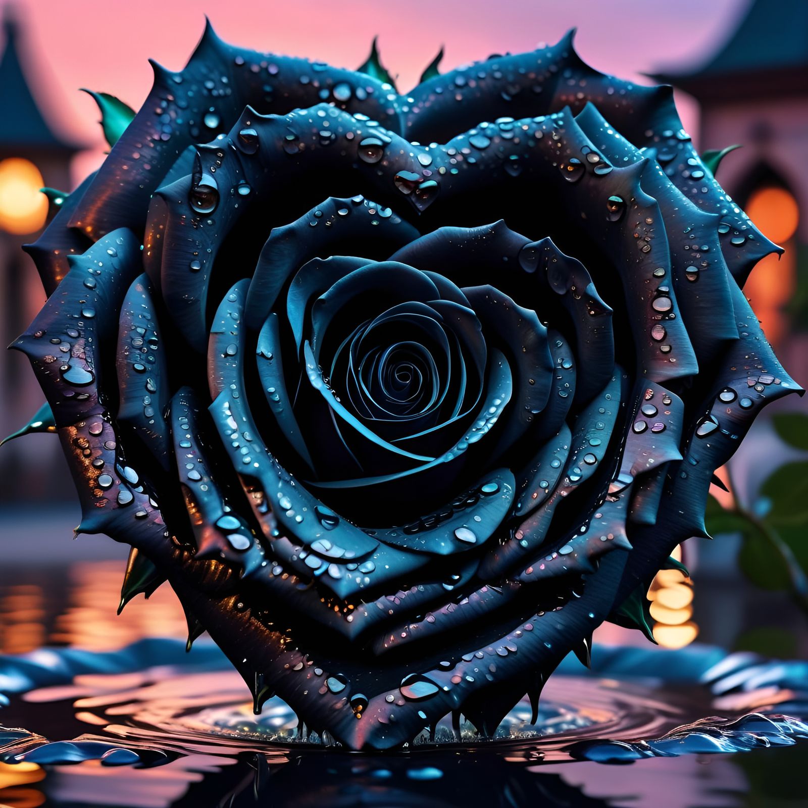 A heart shaped black rose