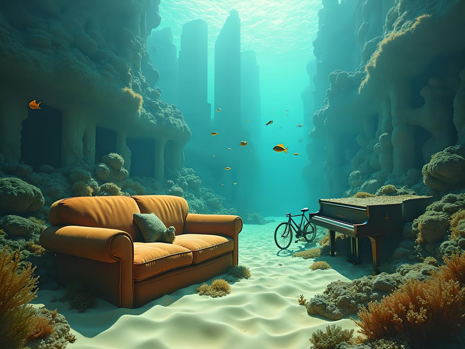 Surreal Sofa at the Bottom of the Ocean