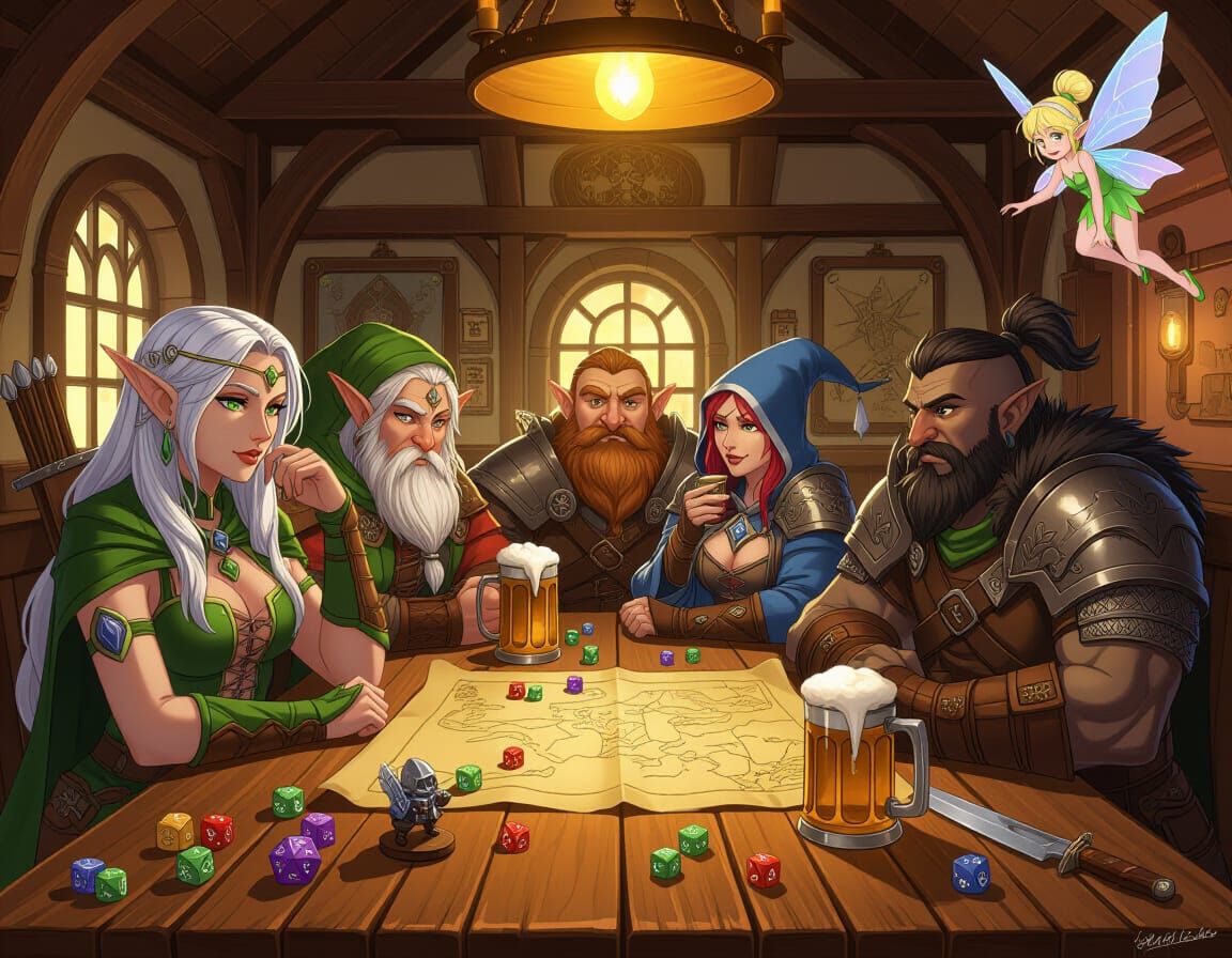 Anime-Style Fantasy RPG Game Night at the Inn