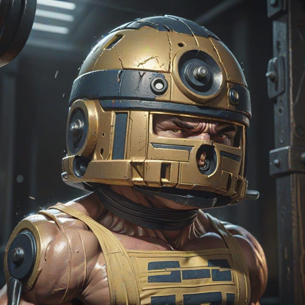 Hyper-Realistic Athlete Lifting Weights in Comic Book Style