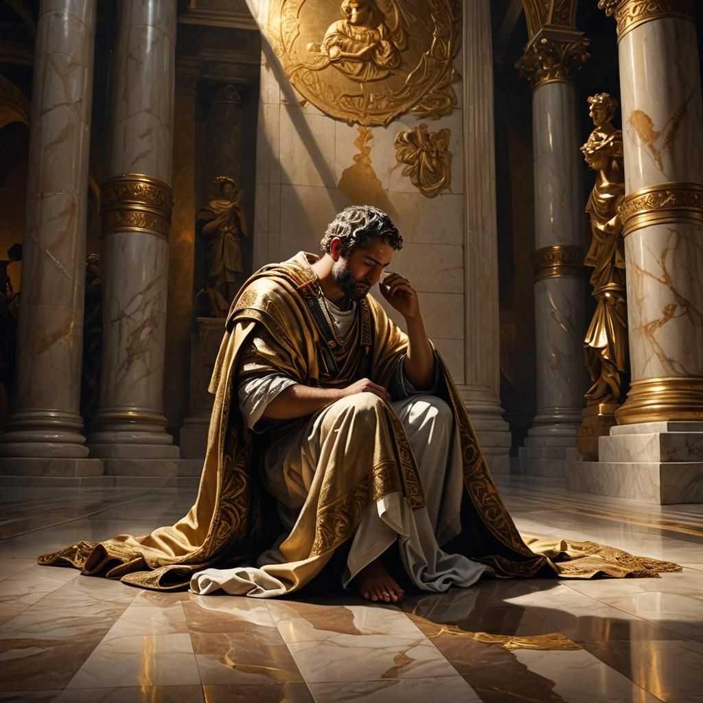 Roman Senator in Prayer: Renaissance-Inspired Digital Art