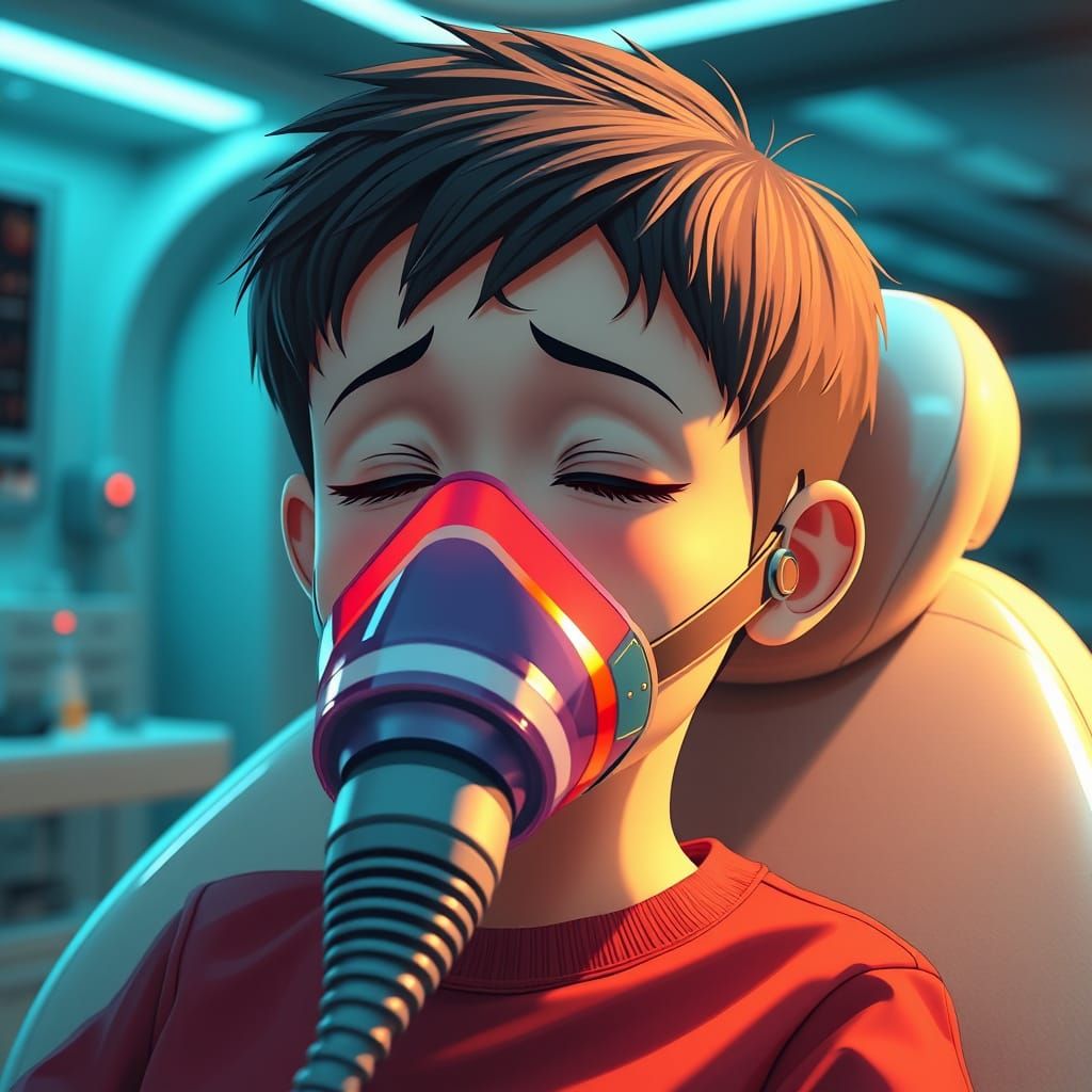 Hyperrealistic Anime Scene: Pediatric Anesthesia in Future