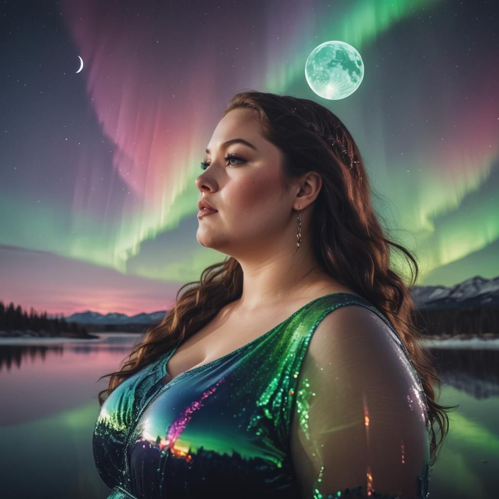 Double Exposure Portrait with Aurora Borealis