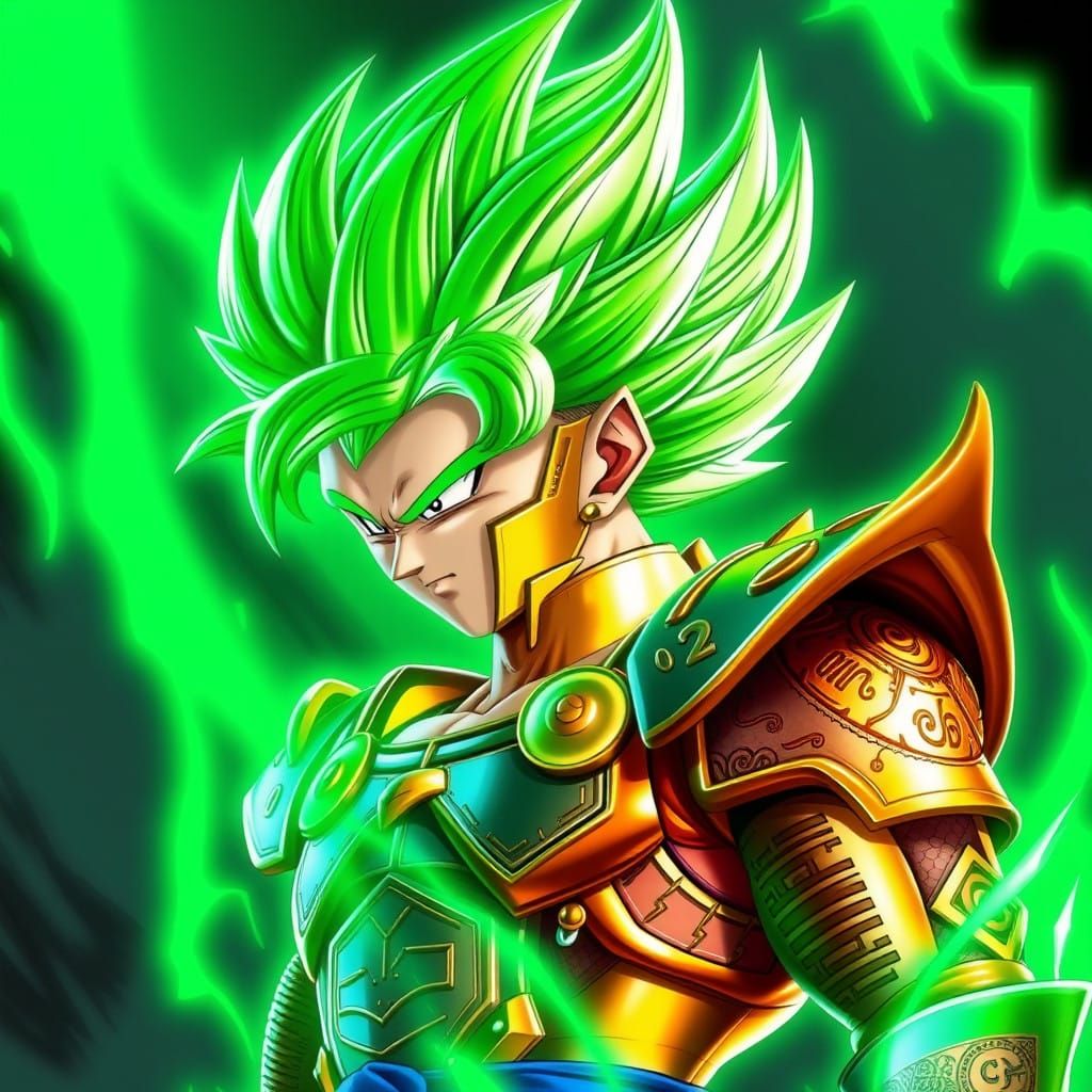 Goku as Mighty Super Saiyan Supreme with Dragon Armor and Em...