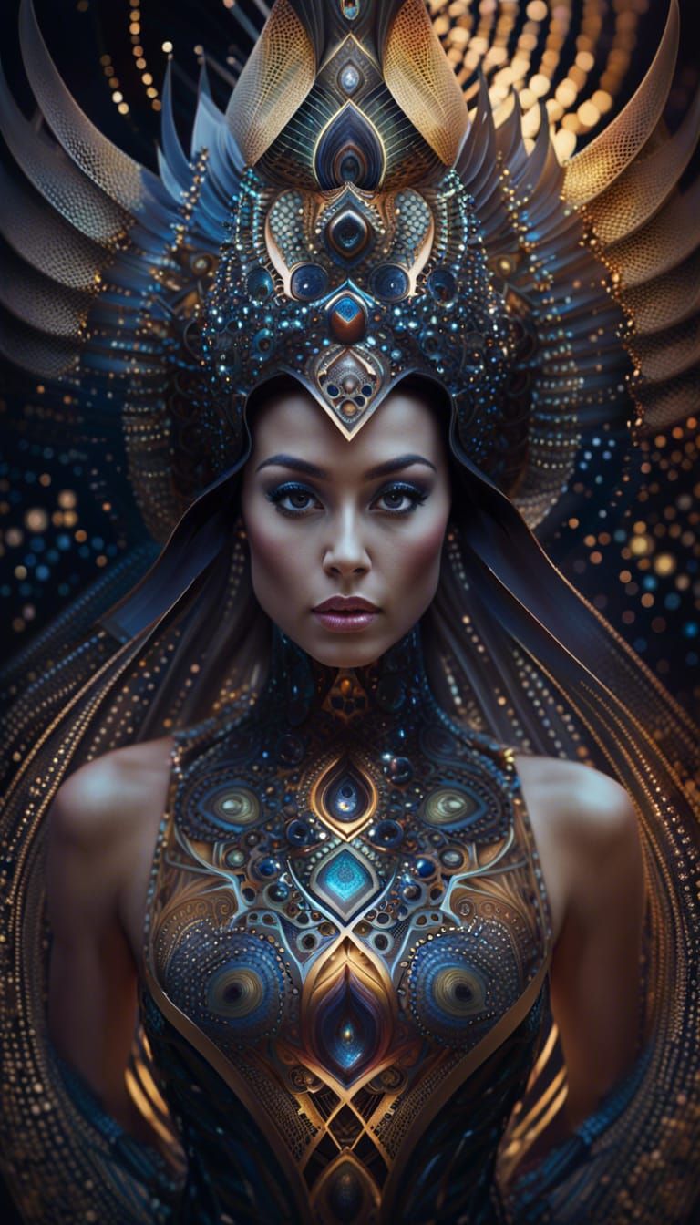 Beautiful Woman in Elaborate Gown Portrait