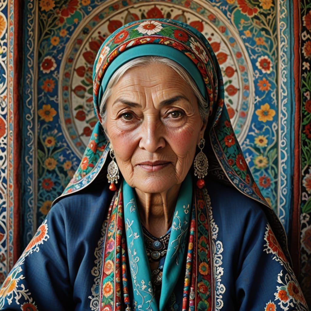 Elegant Uzbek Woman in Traditional Attire