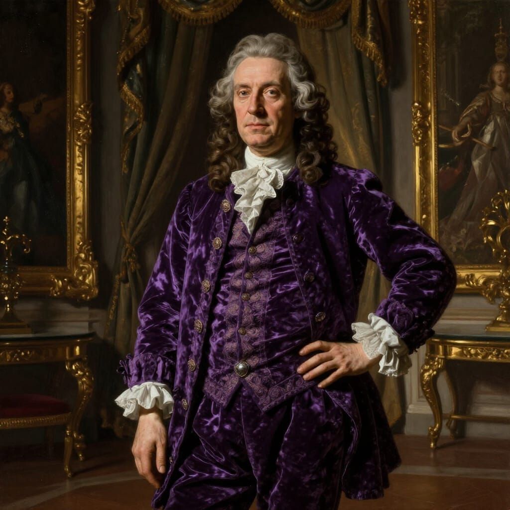 Baroque Gentleman in Purple Velvet Suit
