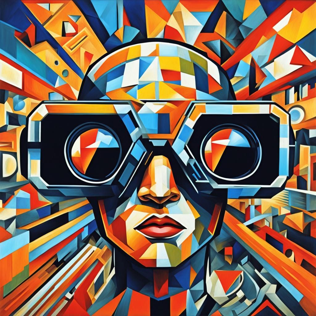 Cosmic Cubist Visions in High-Tech Goggles
