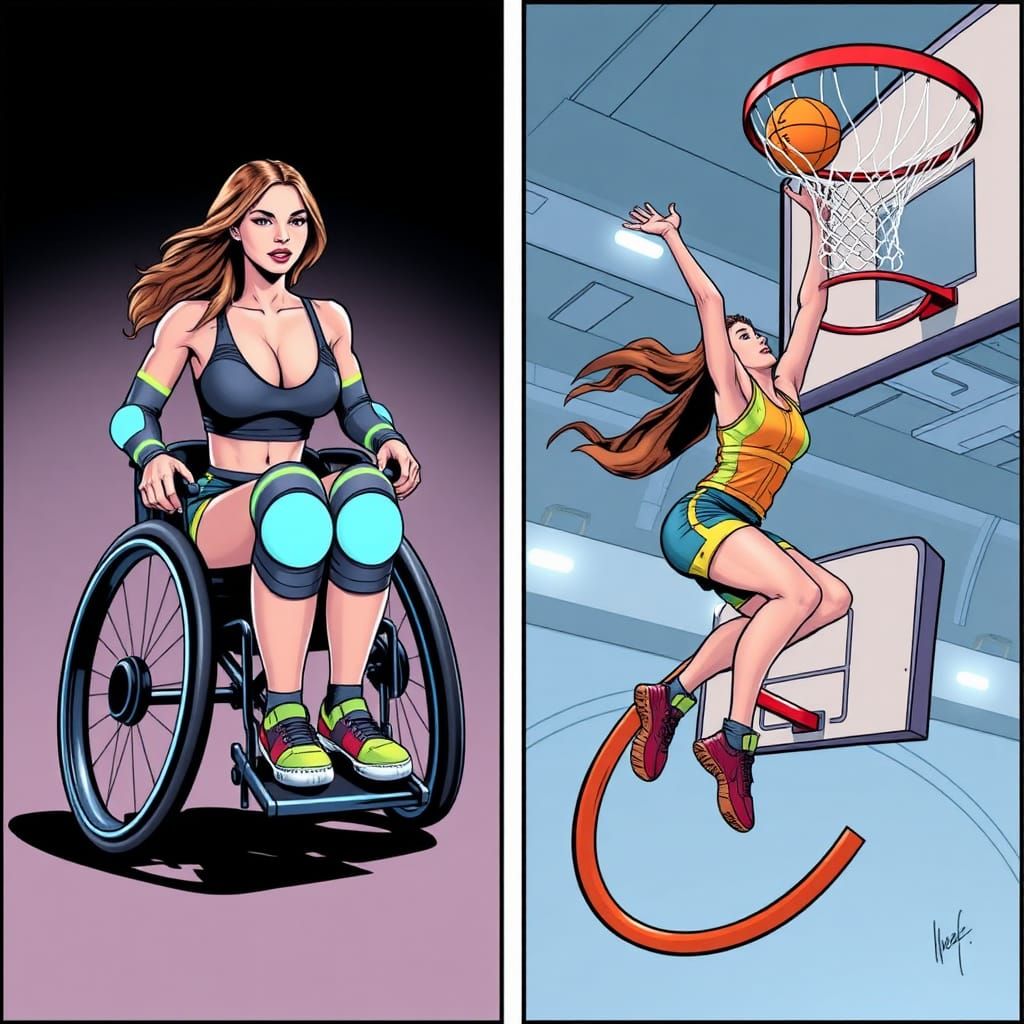 Supermodel Slam Dunks from Rocket Wheelchair Comic