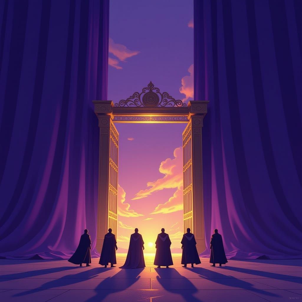 Epic Flag with Golden Gate and King Shadows on Purple