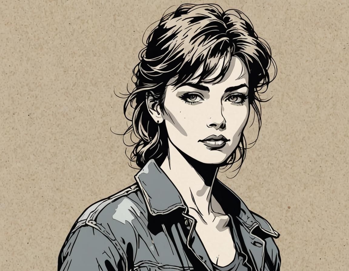 Take on me, A-ha, girl in comic sketch style