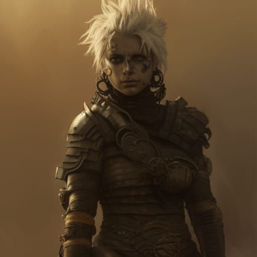 Wasteland Warrior in Heavy Armor: Digital Art Portrait