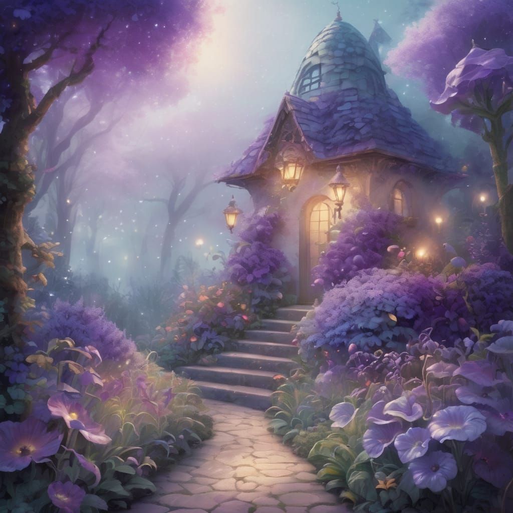 Ethereal Tomato in Whimsical Garden, Thomas Kinkade-Inspired