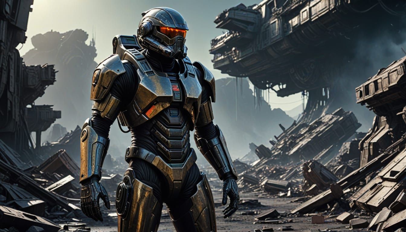 Starship Trooper Commander in Desolate Ruins