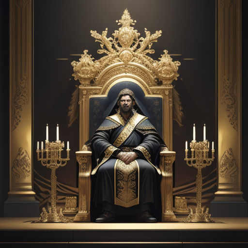 Baroque King in Ornate Throne Room