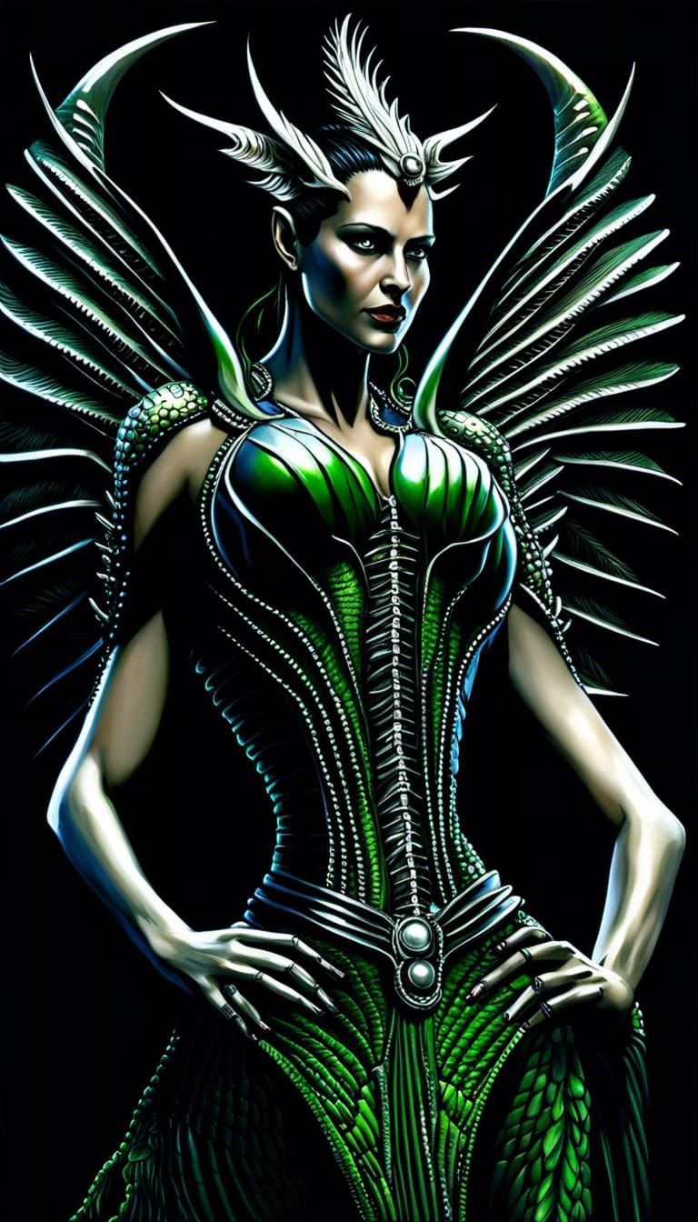 Wendigo Angel Diva Portrait in Solarpunk Style